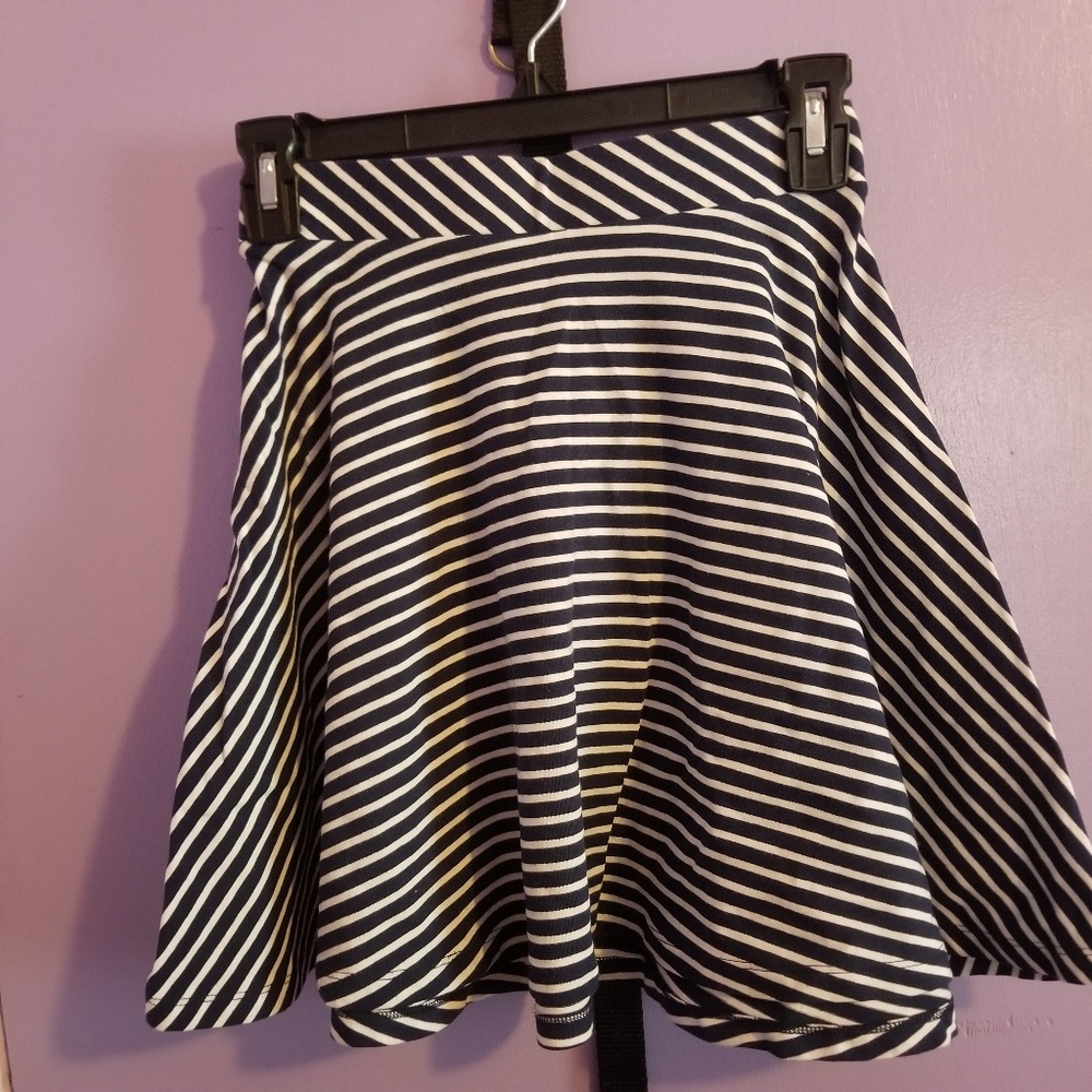SO striped navy blue skater skirt